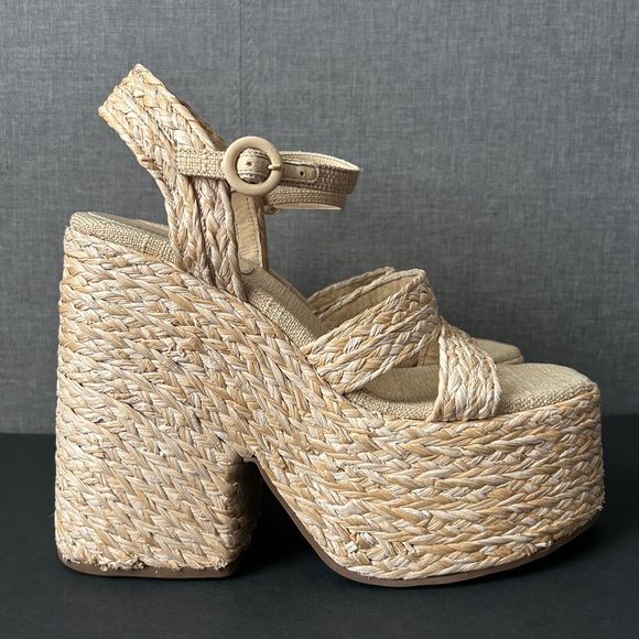 Larroude Carmen Raffia Platform Sandals - Picture 3 of 10
